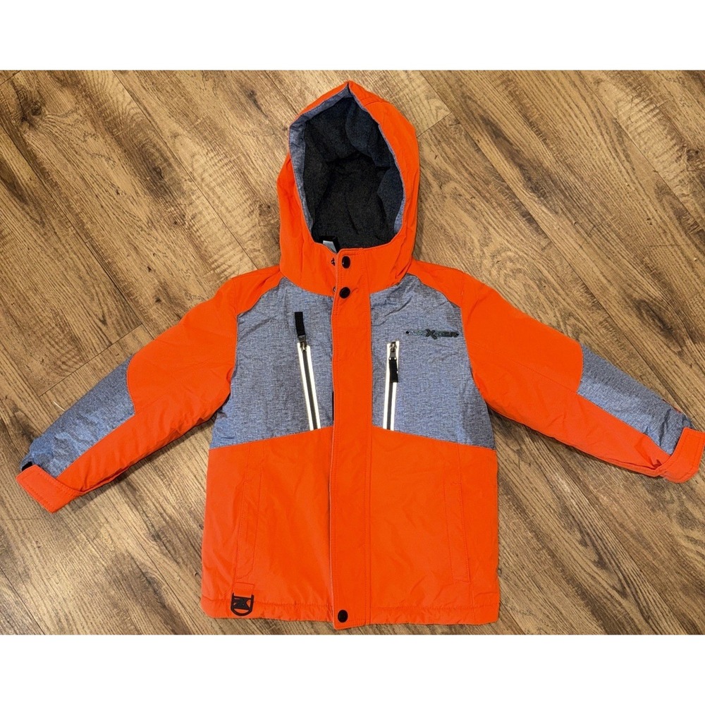 ZeroXposur Toddler 2 In 1 Puffer Hooded Winter Jackets Orange Gray  Size XS 4/5